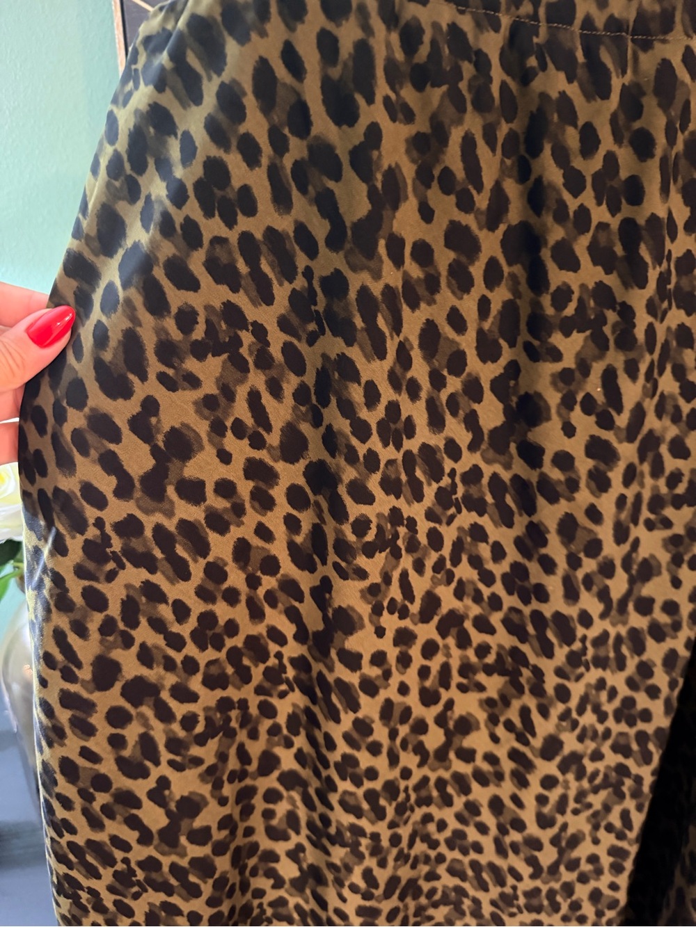 Banana Republic Olive and Dark Brown Leopard Midi Skirt - Picture 2 of 3